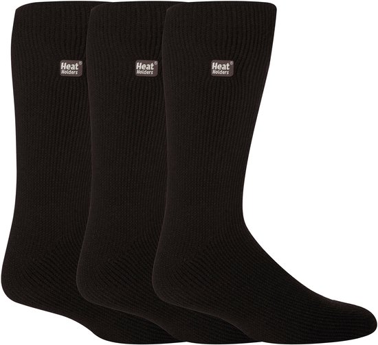Drie paar zwarte, geribbelde thermosokken van Heat Holders.