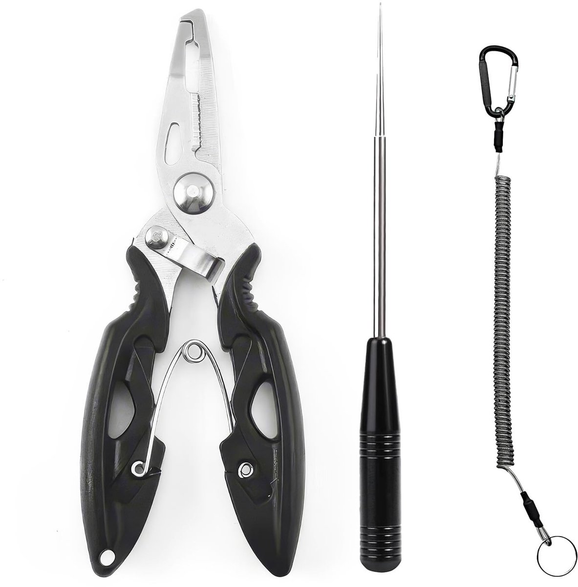 Dailygoods- Hengeltang Roestvrij Staal 12,5 cm - Multifunctionele Vistang - Slipvaste Handgreep - Anti-locking Koord - Geschikt voor Zoet/Zout Water - Ideaal voor Vissen