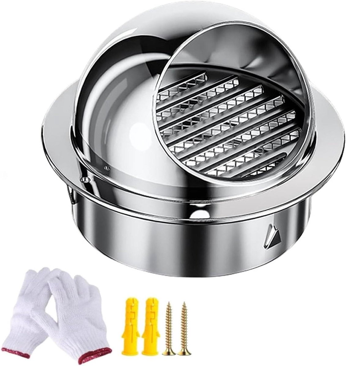 Ventilatieafdekking RVS Afzuigkap Kap Luchtstroom Verbeteren Ingebouwd Gaas 150 mm Zilver