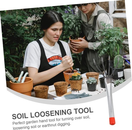 Tuinhark 4-tanden - Grondhark Losmaken - Tuinieren Grond Bewerken - Zwaar Staal Vier Tanden - 506 Gram - Diverse Kleur — afbeelding 5
