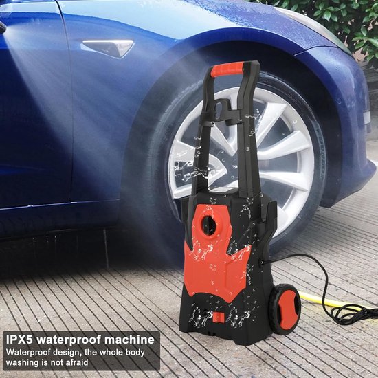 Elektrische Hogedrukreiniger - Powerwasher Auto Tuin - Buitenshuis Schoonmaken - Automatische Veiligheidscontrole - 1400W 75 Bar - Grijs — afbeelding 2