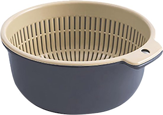 Vergietset Dubbellaags - Keukenzeef Fruitmand - Groenten Fruit Wassen - Verdikt Duurzaam Plastic - 16x14x7 cm - Noords Blauw — afbeelding 5