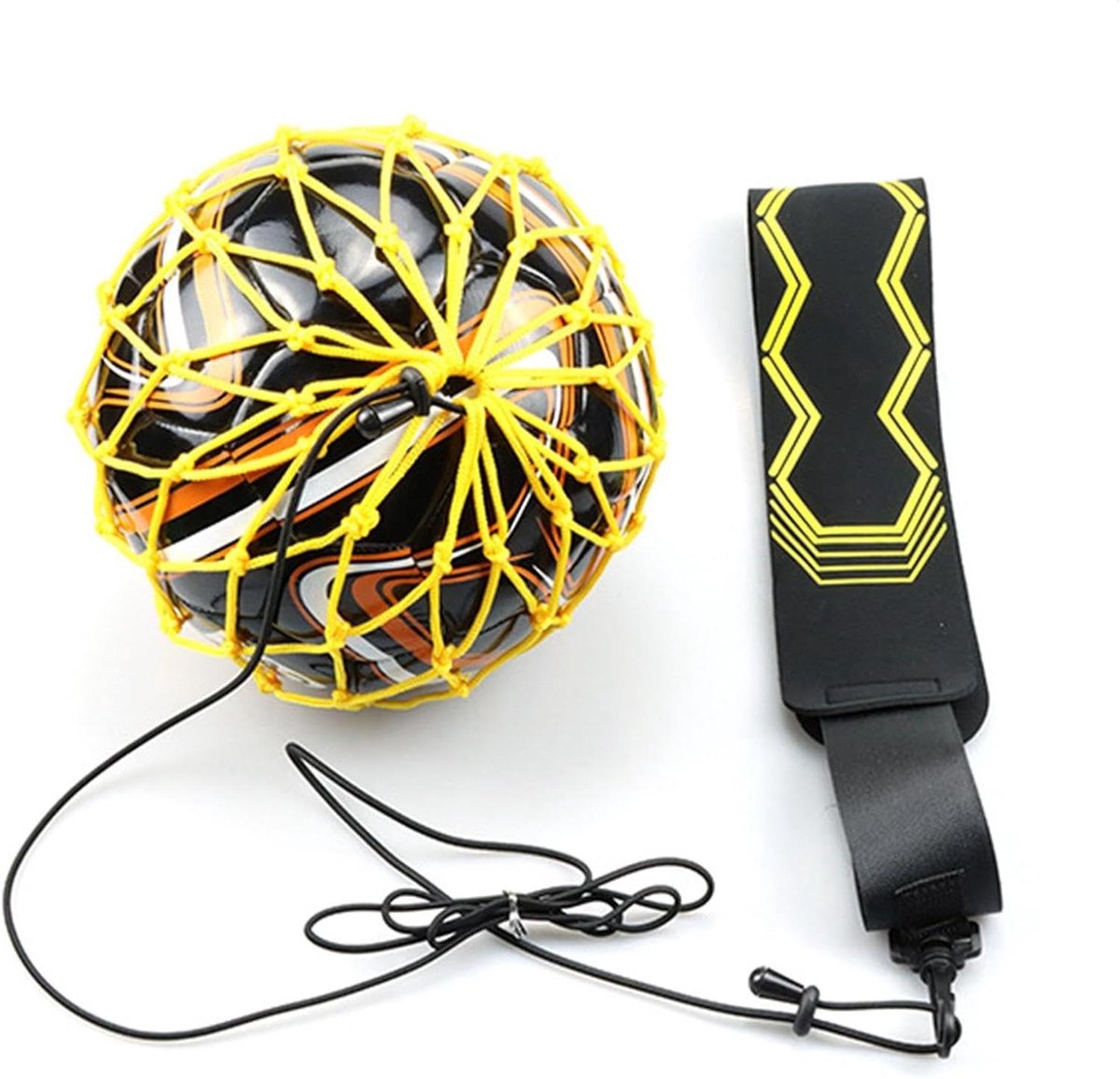 Voetbal Kick Trainer - Bal Trainingsapparaat - Voetbalvaardigheden Verbeteren - Robuuste Elastische Kabel - Maten 3 4 5 - Geel