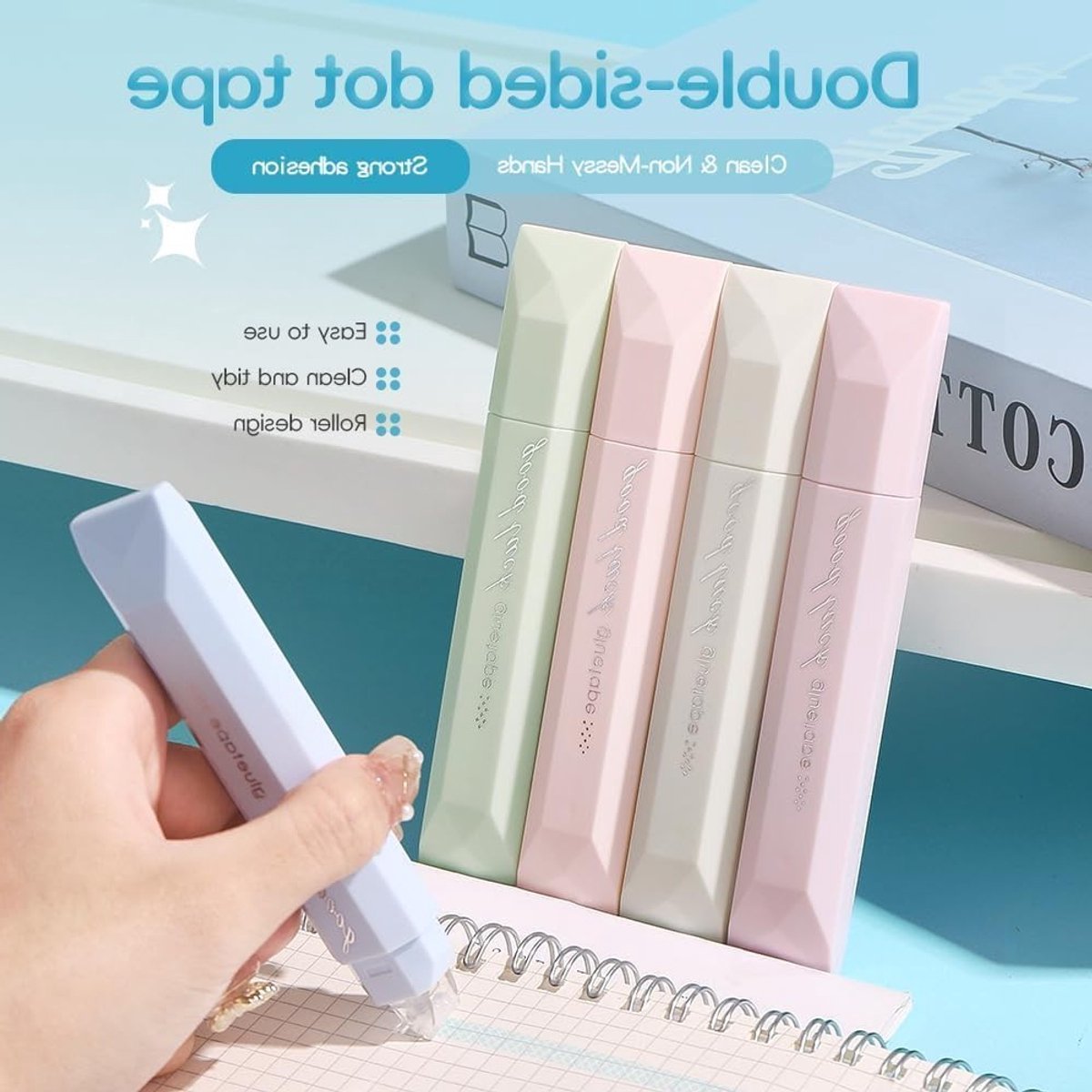 Dubbelzijdige plakbandrollers, multifunctionele kleefrollen voor knutselen, scrapbooking, kaarten, geschenken en kantoorbenodigdheden - 5 stuks voor creatief gebruik
