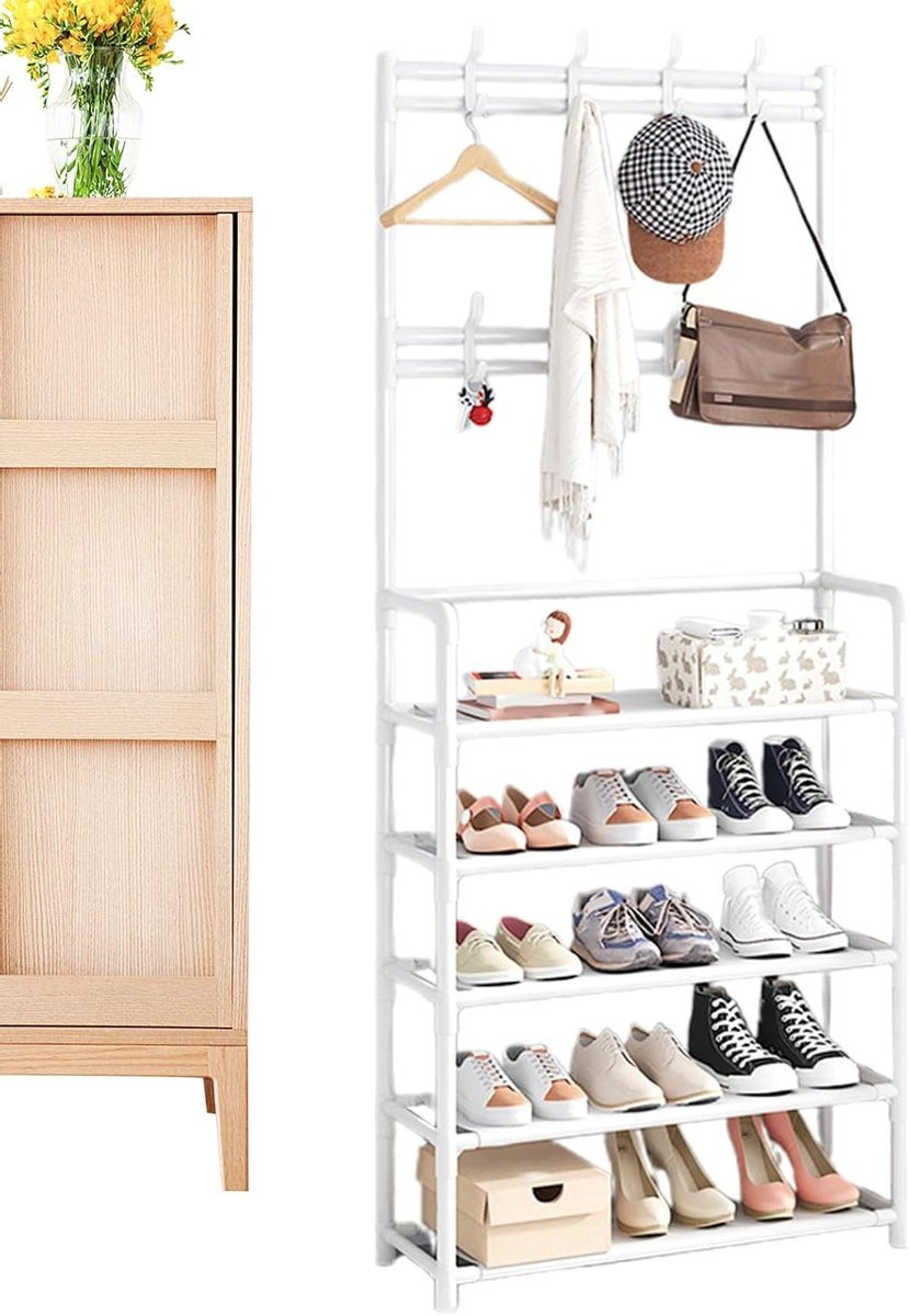 Kapstok met Schoenenopberger - Kledingrek Garderobe - Hal Organiseren - Veelzijdige Opberg