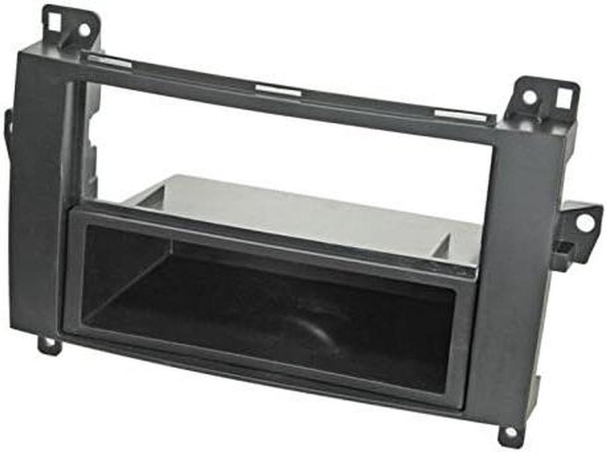Radioframe Opbergvak - Dashboard Inbouw - Auto Audio Installatie - Met Extra Vak - 1-DIN - Zwart Rubbertouch