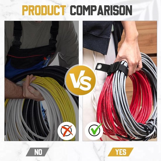 Kabel Organizer - Slang Hanger - Opruimen Werkplaats - Zes Verstelbare Riemen - 25x405 cm - Grijs — afbeelding 5