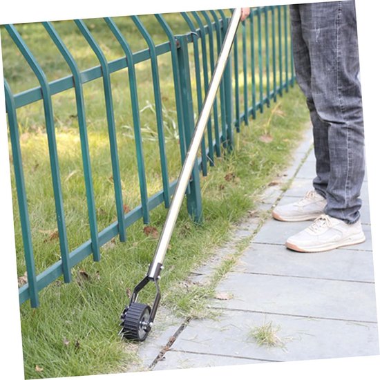 Graskantensnijder Met Wiel - Handmatige Trimmer - Gazonranden Strak Maken - Roterende Metalen Snijder - 1120 Gram - Zilver van Merkloos	 — afbeelding 4