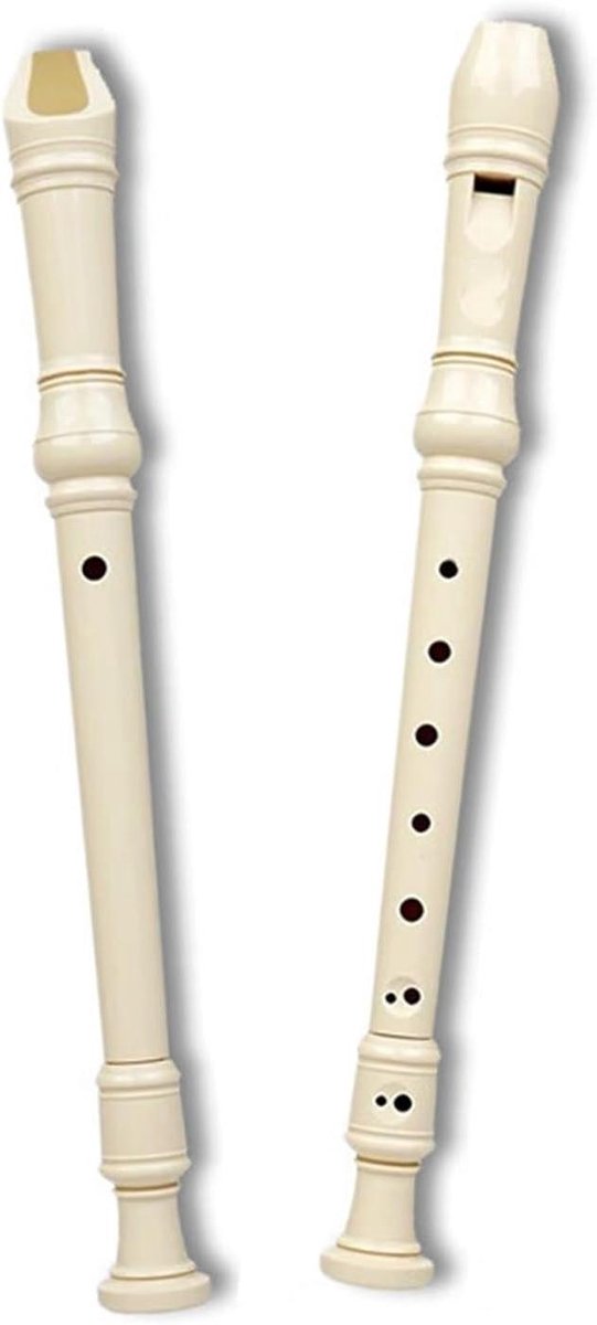 Blokfluit 8-gaats - Hoge C - Muziek Leren - Duurzaam ABS Kunststof - 35 cm - Wit