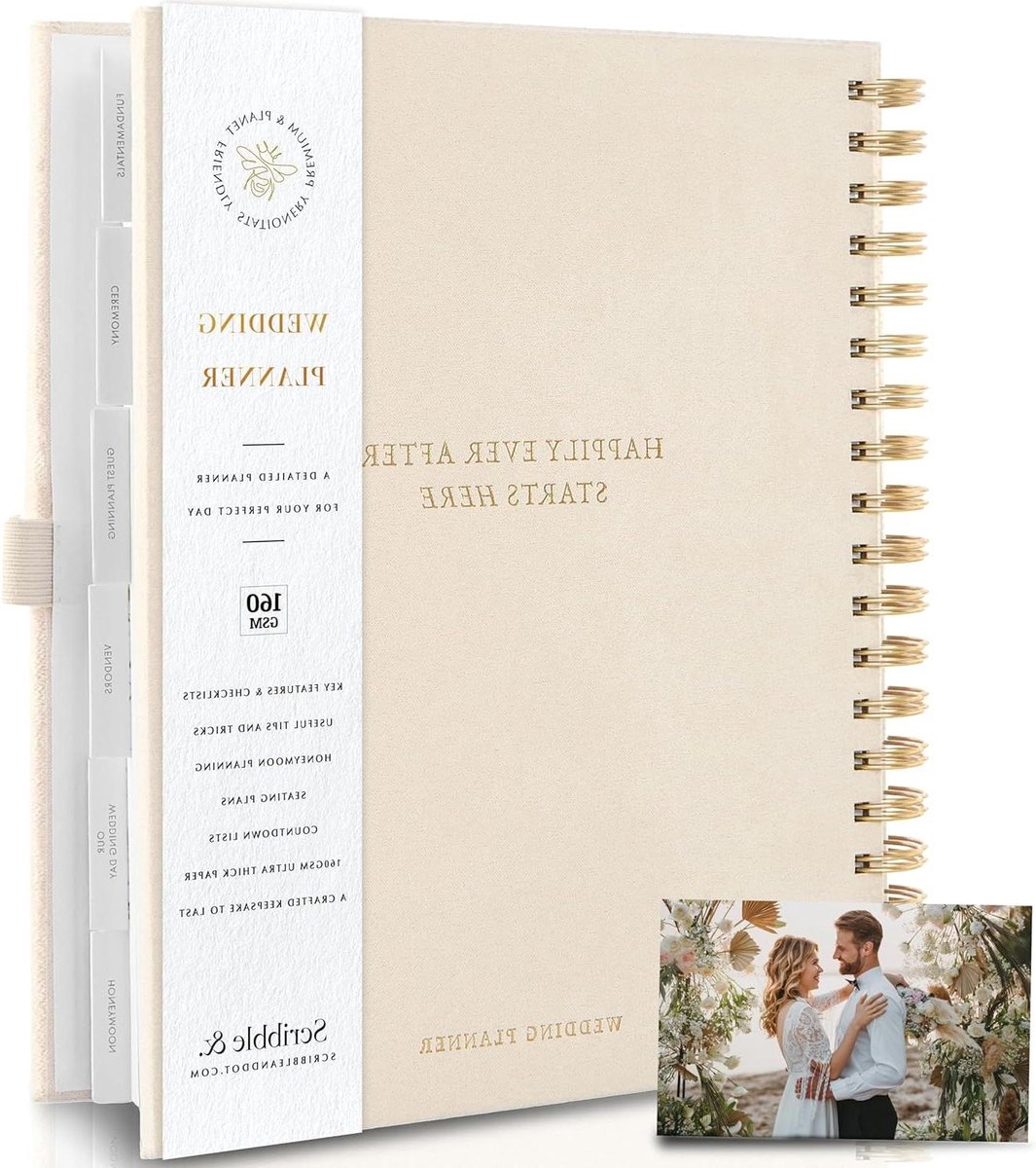 Bruiloft Planner - Trouwplanning Organizer - Bruiloft Organiseren - Spiraalbinding - Letter Formaat - Beige