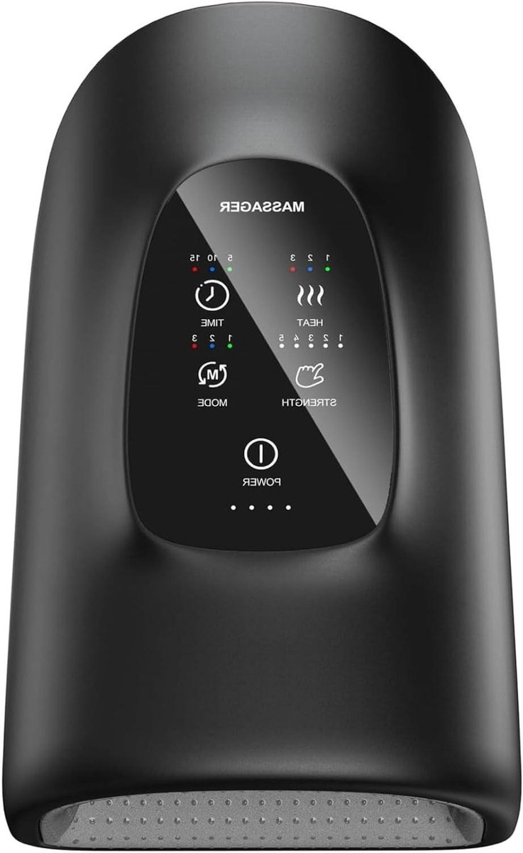 Handmassageapparaat Elektrisch - Verwarmde Handstimulator - Handen Ontspannen - 3 Warmte standen - 5 Sterkte niveaus - Wit