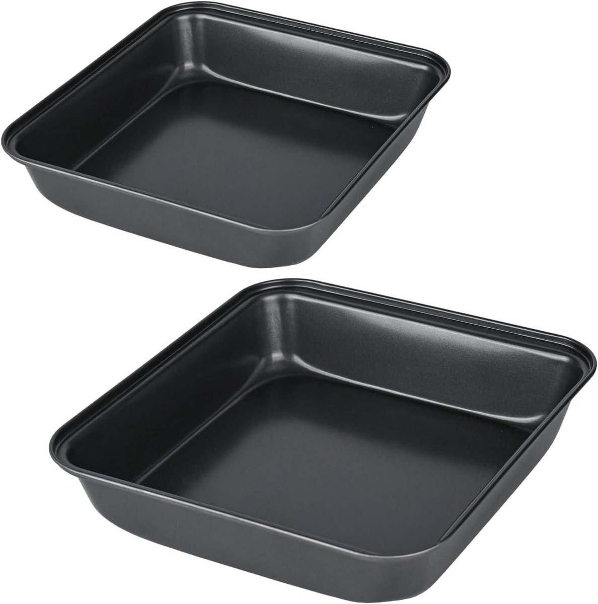 Set van 2 vierkante ovenschaal met anti-aanbaklaag, ideaal voor lasagne, ovenschotels en taarten, eenvoudig schoon te maken, 22 x 22 x 5 cm en 24,5 x 25 x 4,8 cm