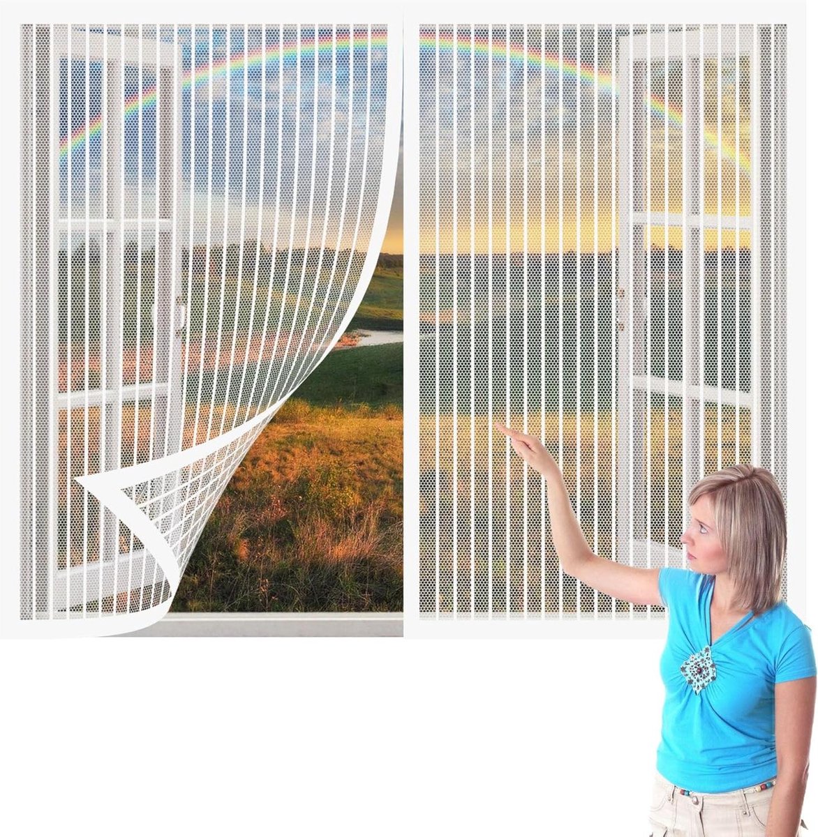 Horren Raam - Muggennet - Insecten Buiten - Zonder Boren - 256x99 cm - Wit