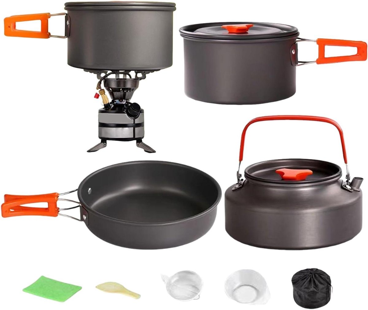 Kookgerei Set - Picknick Pannenset - Outdoor Koken - Compact Stapelbaar - 3-delig - Aluminium