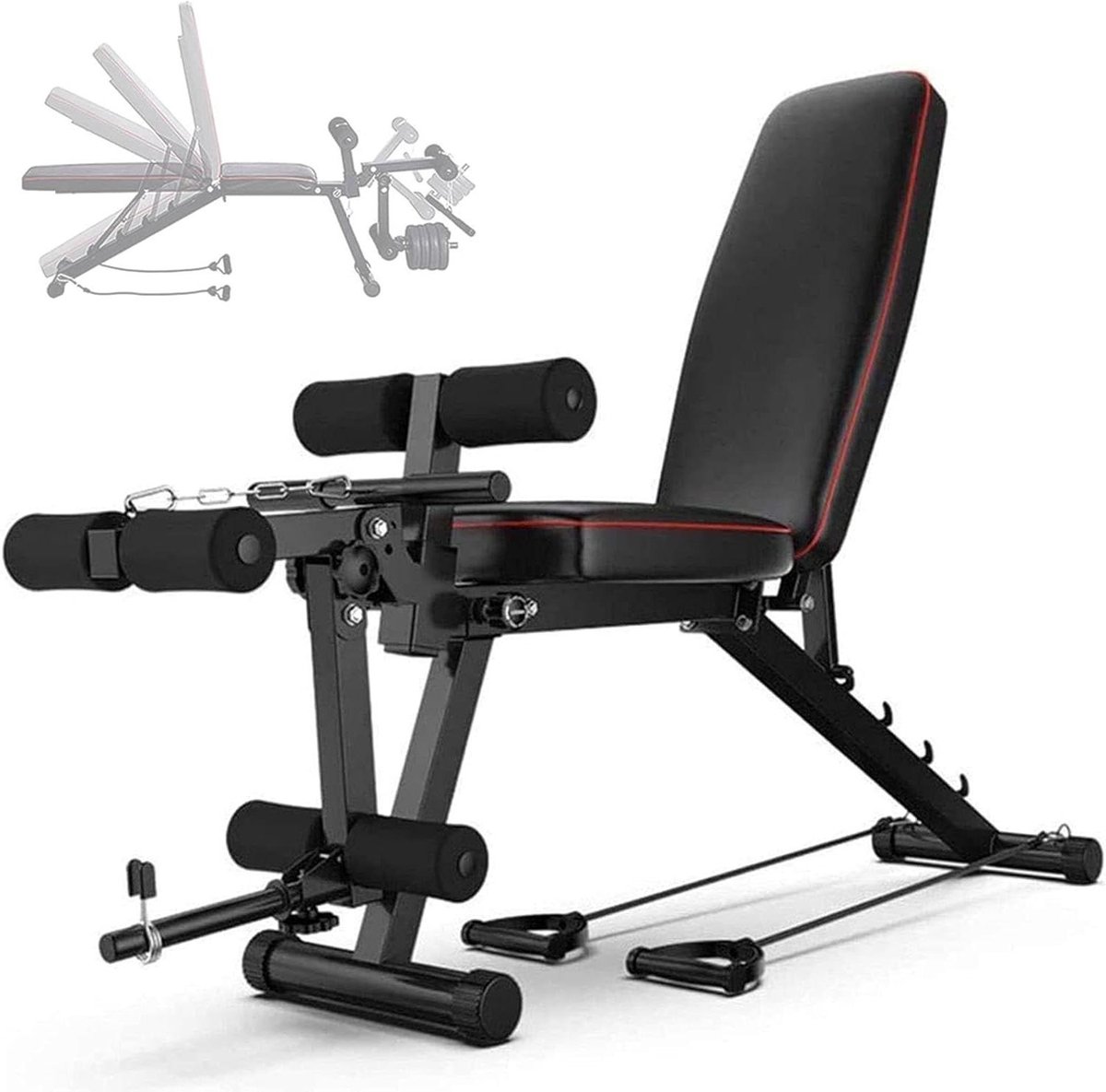 Halterbank - Trainingsbank Fitnessbank - Krachttraining Thuis - Inklapbaar Ruimtebesparend - 200 kg Belastbaar - Zwart