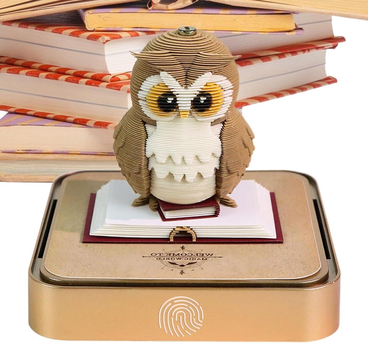 3D Papieren Kalender - Notitieblok Agenda - Bureau Decoratie - Uil Thema Sculptuur - 9.8x9.8x9 cm - Enkel Kenmerk