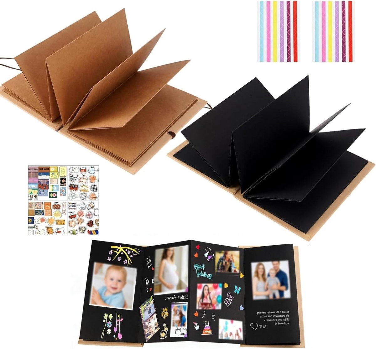 Set van 2 Scrapbooks, DIY Fotoalbums 18 x 12 cm, Klein en Handgemaakt, Perfect als Cadeau voor Verjaardag, Bruiloft of Afstuderen