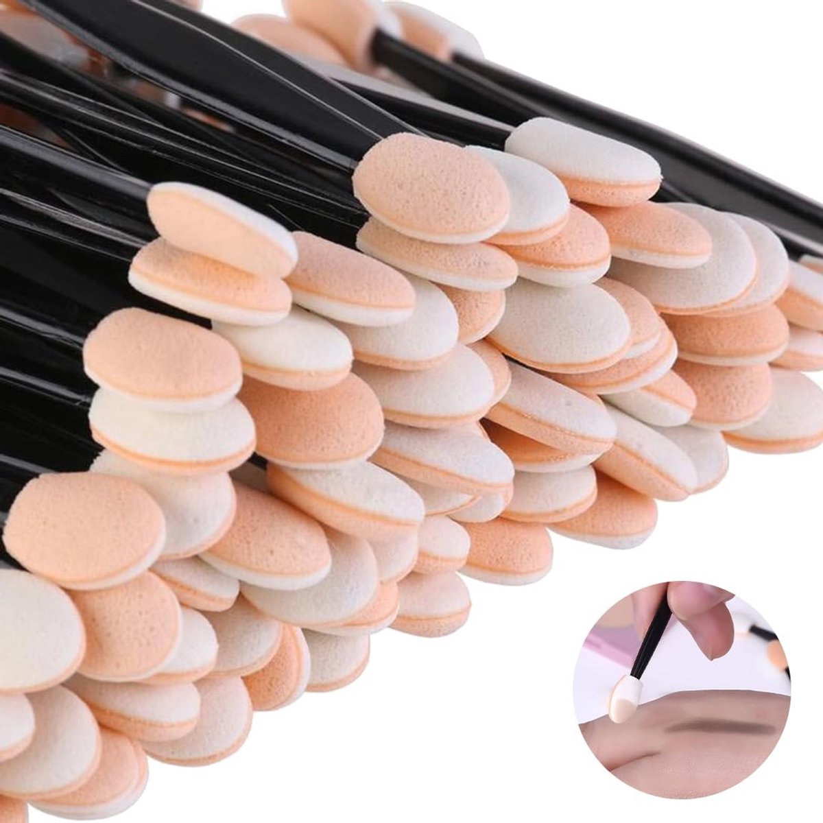 Pack van 50 Wegwerpoogschaduwapplicators - Dubbelzijdige Make-up Brushes