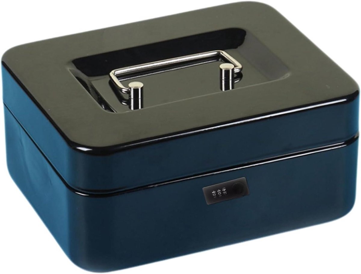Geld Kassalade - Opbergbox Beveiliging - Waardevolle Spullen Opslag - Combinatie Vergrendeling - 9.4x16.4x9.4 cm - Zwart