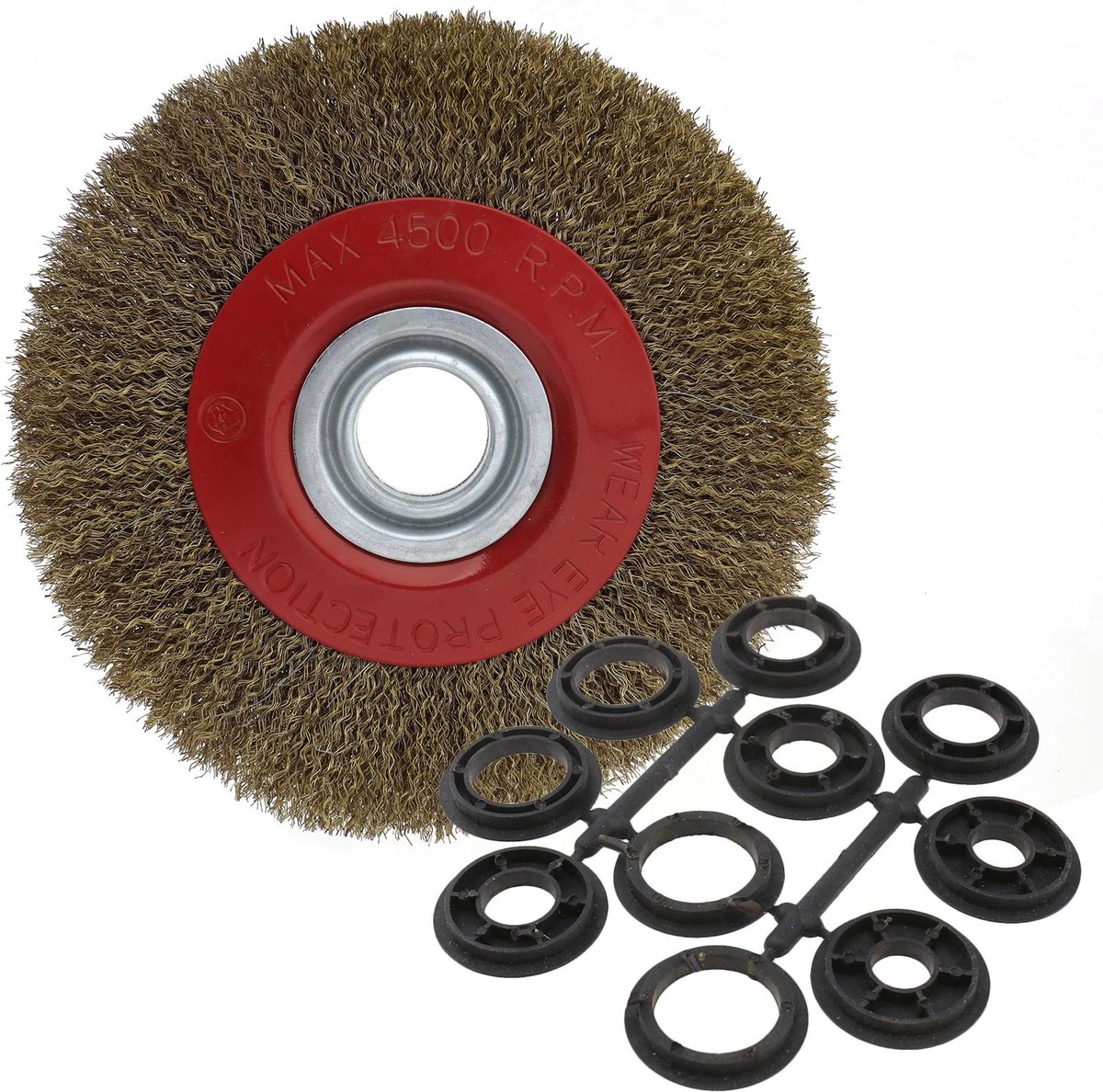 aladdien - Wheel Brush - Draadborstel - Voor het reinigen van metaal - 20 cm - Roest verwijderen - Geschikt voor metaalbewerking - 1 stuk
