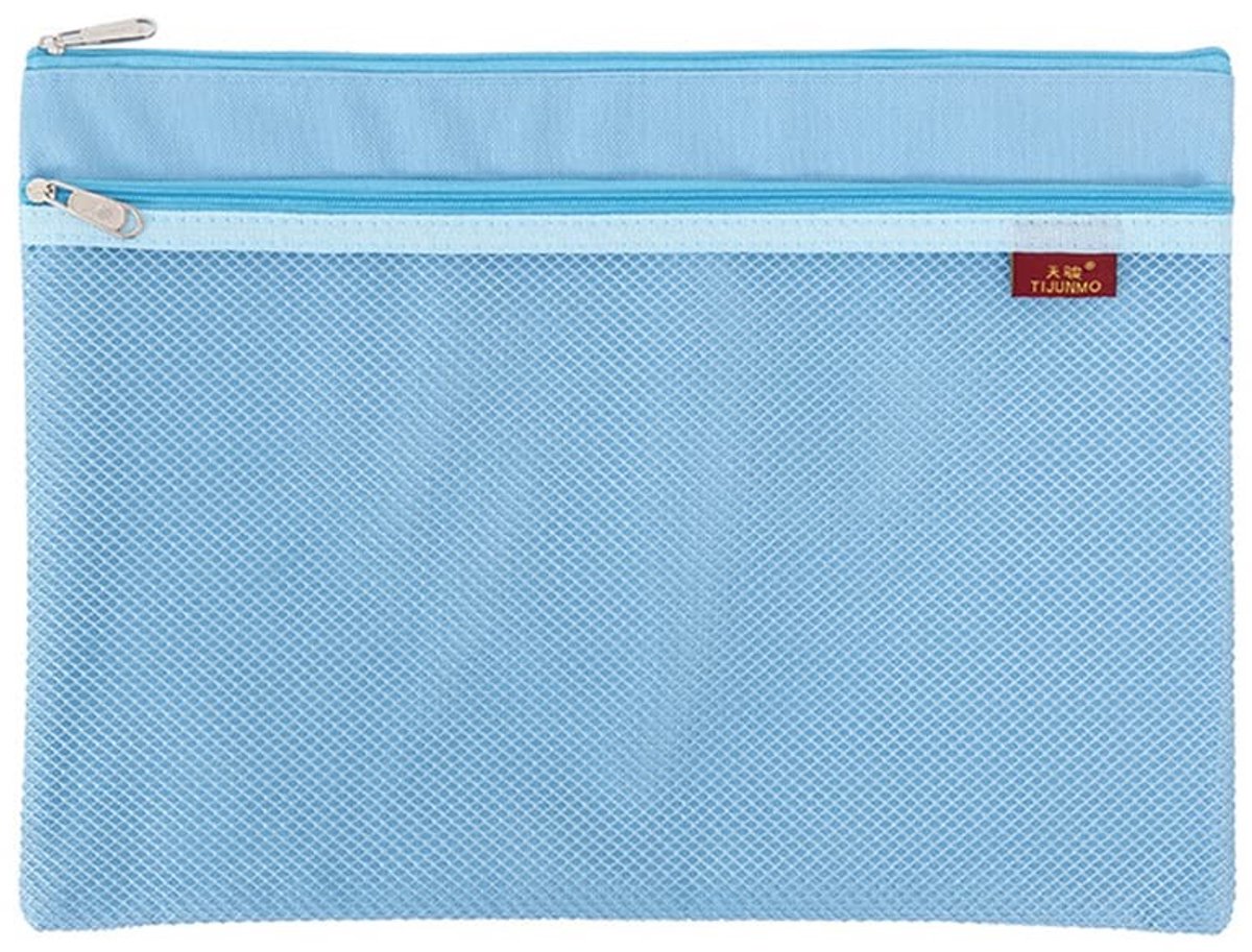 Allecto - A4 Document Tas - Documenten opbergen - Waterdichte tas - Blauw - Ideaal voor kantoor en school - Met dubbele rits