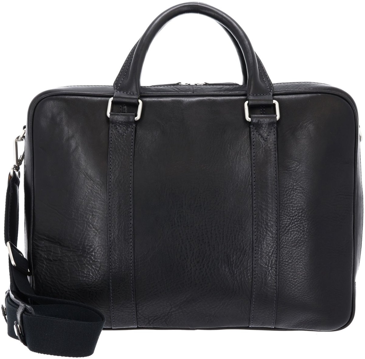 LEONHARD HEYDEN Leren business tas laptoptas met laptopvak Bergamo RV-Aktenmappe 2 Fächer 6851 Schwarz zwart