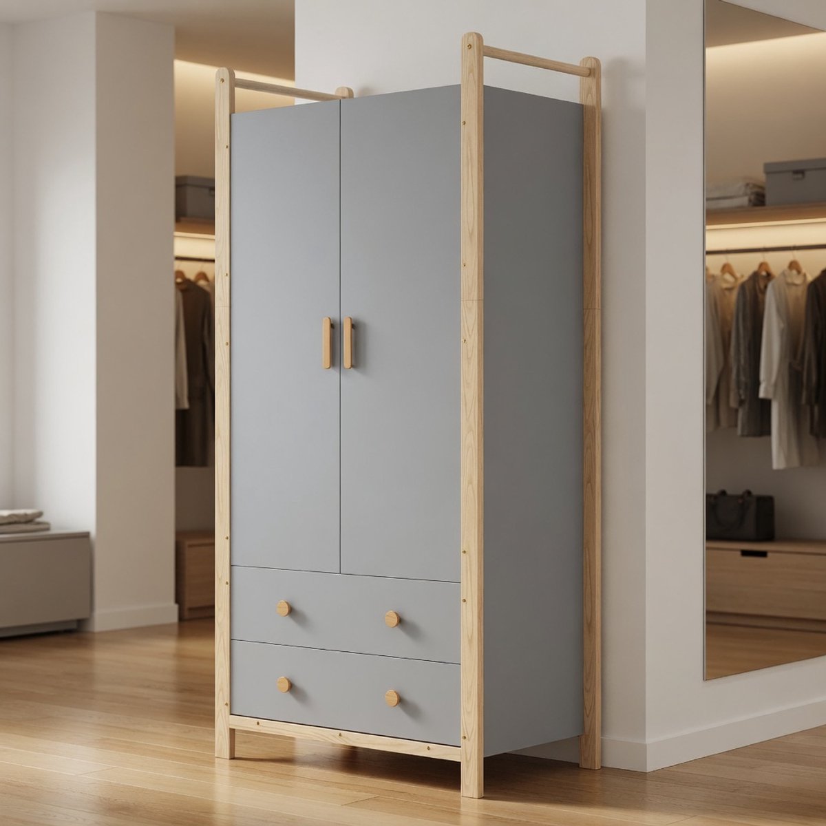 Kledingkast - Blauw - 180x90x45 cm - Arqam