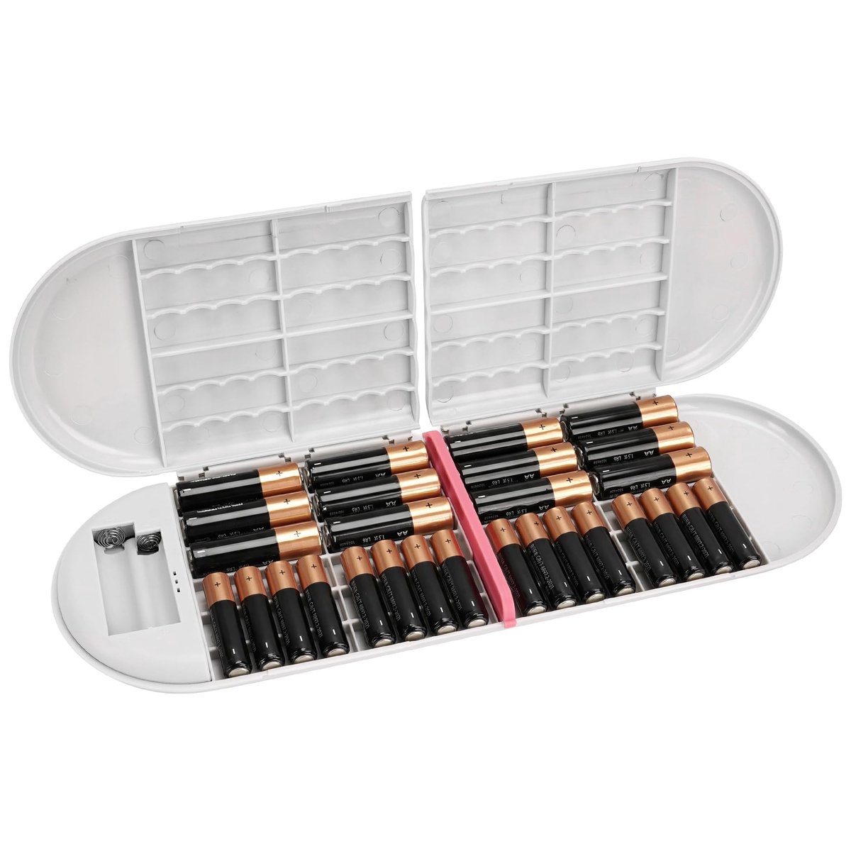 Allecto - Batterijopbergdoos - Draagbare batterijorganizer - Veilig en overzichtelijk - Grijs - Voor AA batterijen - Geschikt voor thuisgebr...