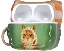 kwmobile In-Ear Oordopjes Case voor Apple Airpods Pro 3 Case met Karabijnhaak - Headphones Case - Earphones Cover Etui - Kat en sjaal design