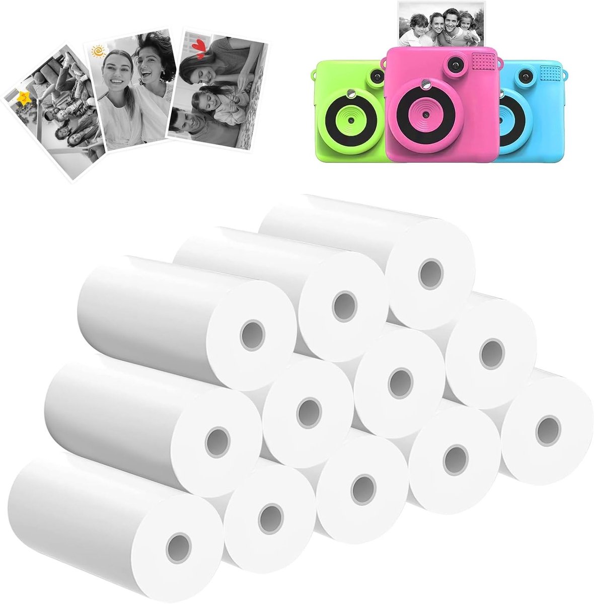 Thermisch papier 57mm voor kinderen - Draagbare mini printer voor foto's, labels en notities, 12 stuks
