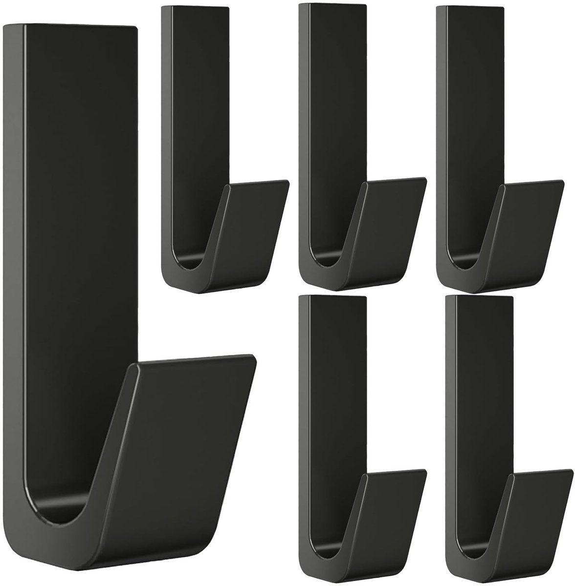 Allecto - Towel Hooks - Zelfklevende Haak - Geen boren nodig - Mat Zwart - Kledinghaak - Ideaal voor badkamer en slaapkamer - 6 stuks