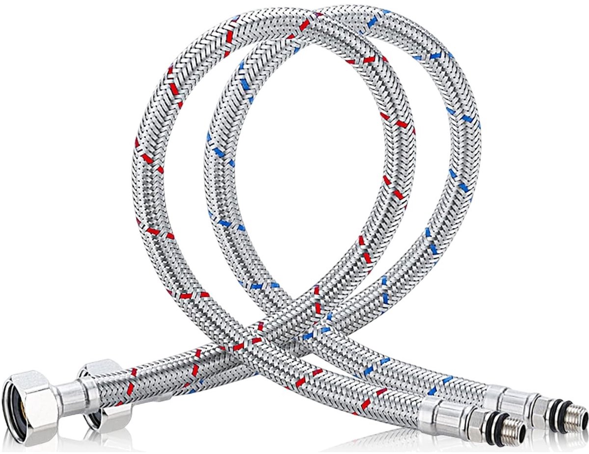 NTHProducts - Faucet Hose - Flexibele Slang - Hoge kwaliteit - Zilver - Tap aansluiting - Verlengingsslang voor keuken - 2 stuks