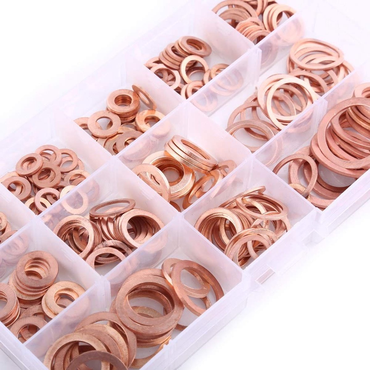 Dailygoods- Sluitringen Assortimentset 280 Stuks - Koperen Ringen - Metrische Afdichtringen - Platte Ringen - 12 Maten - Beste Product en Service