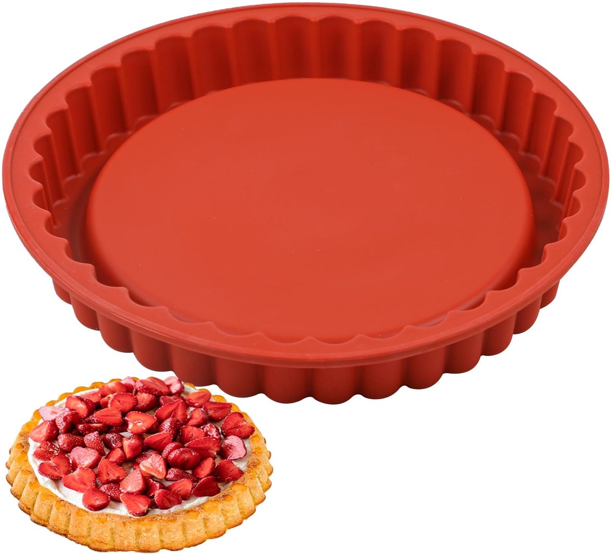 MTTProducts - Fruit Cake Mold - Silicone Quiche Mould - Vaatwasserbestendig - 28cm - Cake Mould - Perfect voor taarten - Ideaal voor bakken