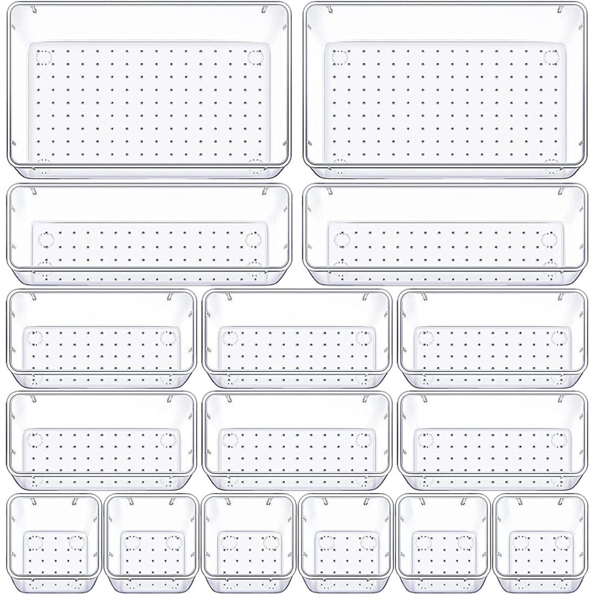 NTHProducts - Organizer voor lades - 16-delig opbergsysteem - Transparant - Perfect voor make-up en badkamer - Handig voor kantoor en keuken - Ideaal v...