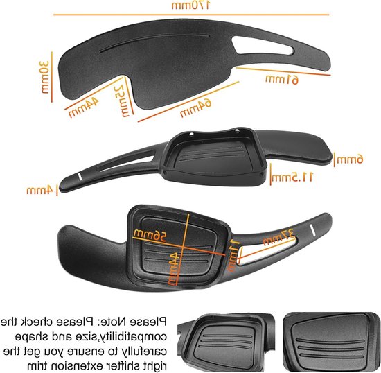 Aluminium Stuurwiel Schakelpeddels voor Audi Modellen 2015-2017 van Merkloos — afbeelding 3
