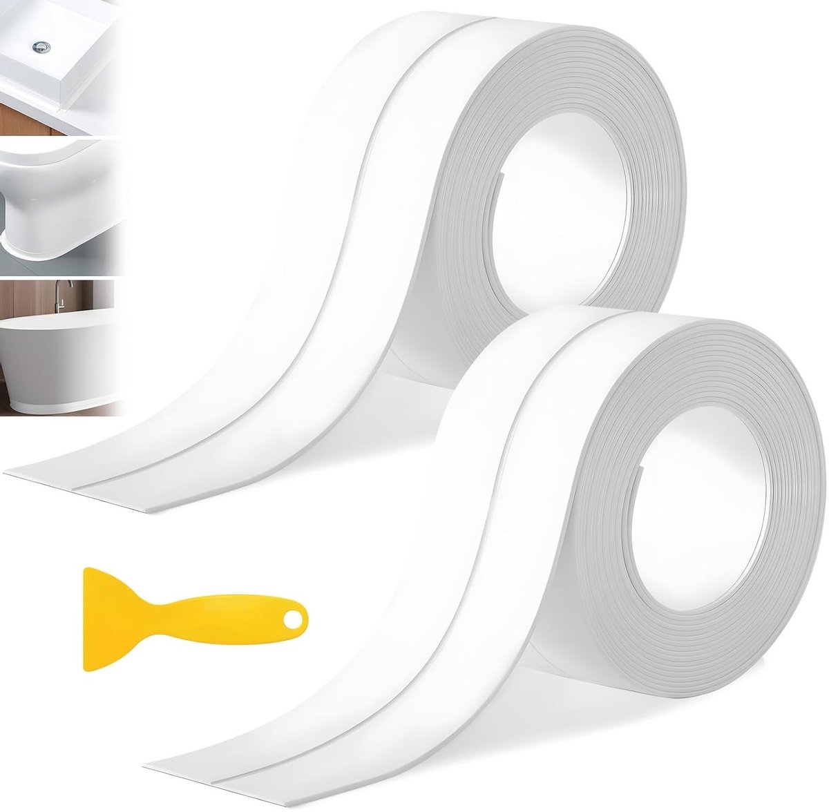 Zelfklevende Transparante PVC Sealing Tape - 2 Rollen van 5 m x 5 cm voor Keuken, Badkamer en Wandafwerking - Waterdichte Plakband voor Naad- en Voegenafdichting