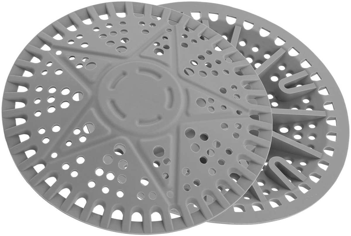BOXOB 2Pcs Douche Afvoer Haar Vangers - Siliconen Drain Beschermers voor Bad en Wastafel (Grijs)