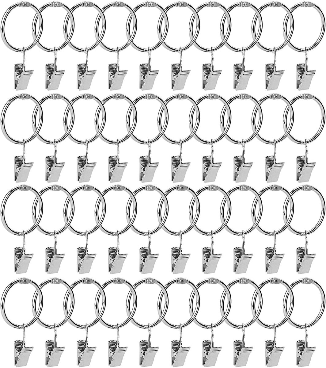 MTTProducts - Curtain Ring met Clip - 100 Stuks - Roestvrij staal - Voor het Ophangen van Gordijnen - Ideaal voor Raam en Deur - 32mm