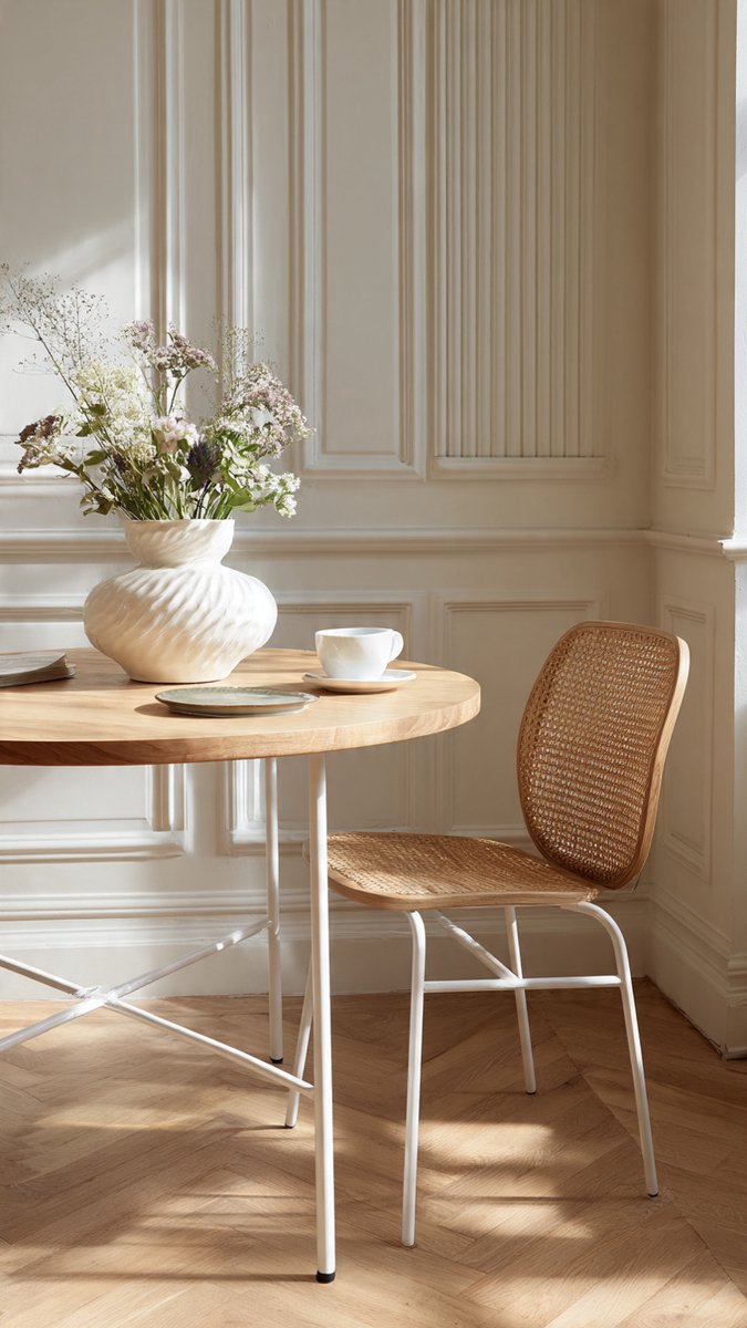 Eettafel rond Ø80 x 76 cm – industriële keukentafel met metalen frame en houtlook – compacte tafel voor 4 personen – moderne woonkamertafel ruimtebesparend – Vermissen