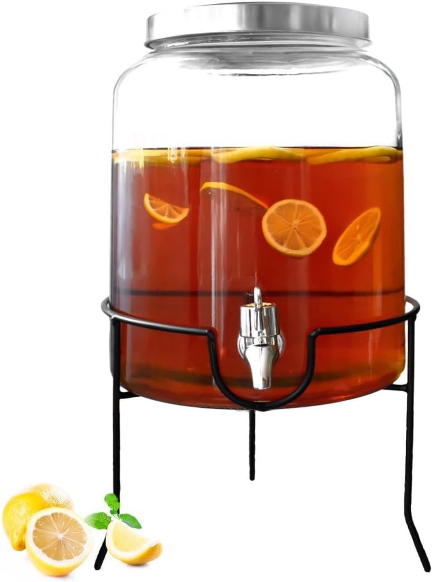 Drankdispenser 7 Liter met Standaard voor Limonade, Water en Thee - Lekvrije Tapkraan