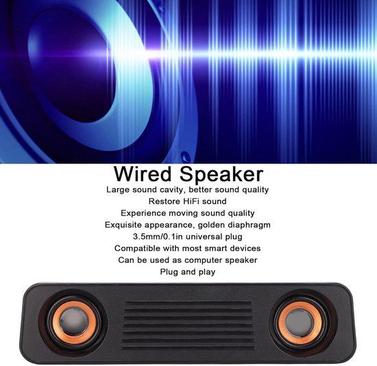 Computerluidsprekers - Mini Soundbar - Muziek Luisteren - 360 Graden Stereo - Compact Formaat - Zwart — afbeelding 4