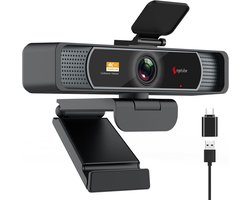 4K Streaming Camera – Webcam PC – Professionele Conferenties – 120° Ultra-Wide Hoek – 1080p@60FPS – Zwart