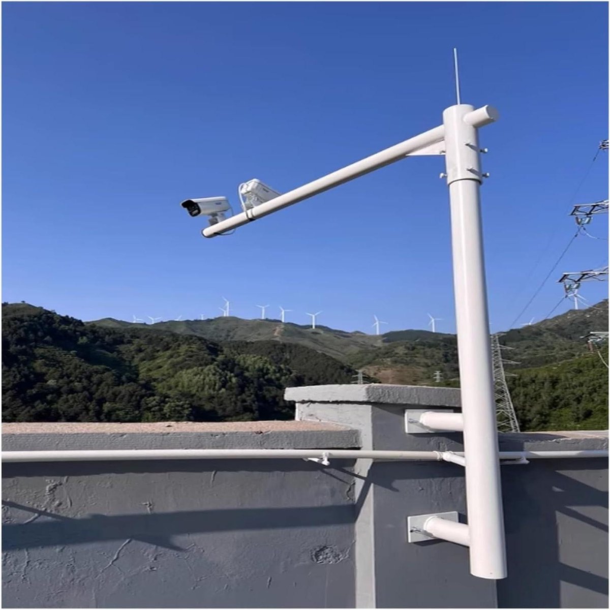 Bewakingscamera Paal - CCTV Standaard Beugel - Veiligheid Verhogend - L-vormig Ontwerp - 100 cm Hoog - Wit