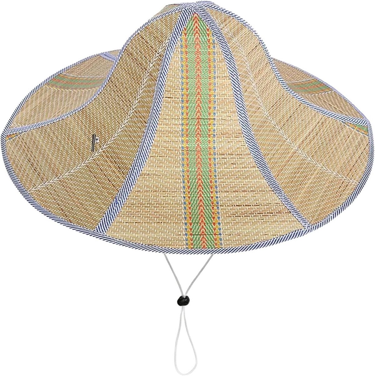 Strohoed Dames - Zomerhoed - Buitenactiviteiten - Opvouwbaar - Diameter 45cm - Blauw