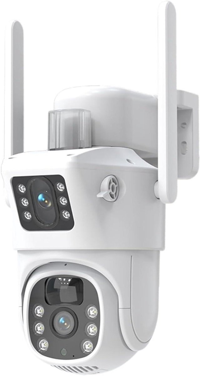 Zonnecamera 4K - Beveiligingscamera Buiten - Huis Beveiligen - Dubbele Lens Nachtzicht - 8MP - Wit