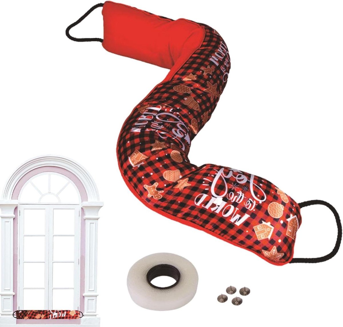 Deurstopper Tochtstrip - Isolatiebeschermer - Tocht Buiten Houden - Universele Pasvorm - 81 cm - Rood