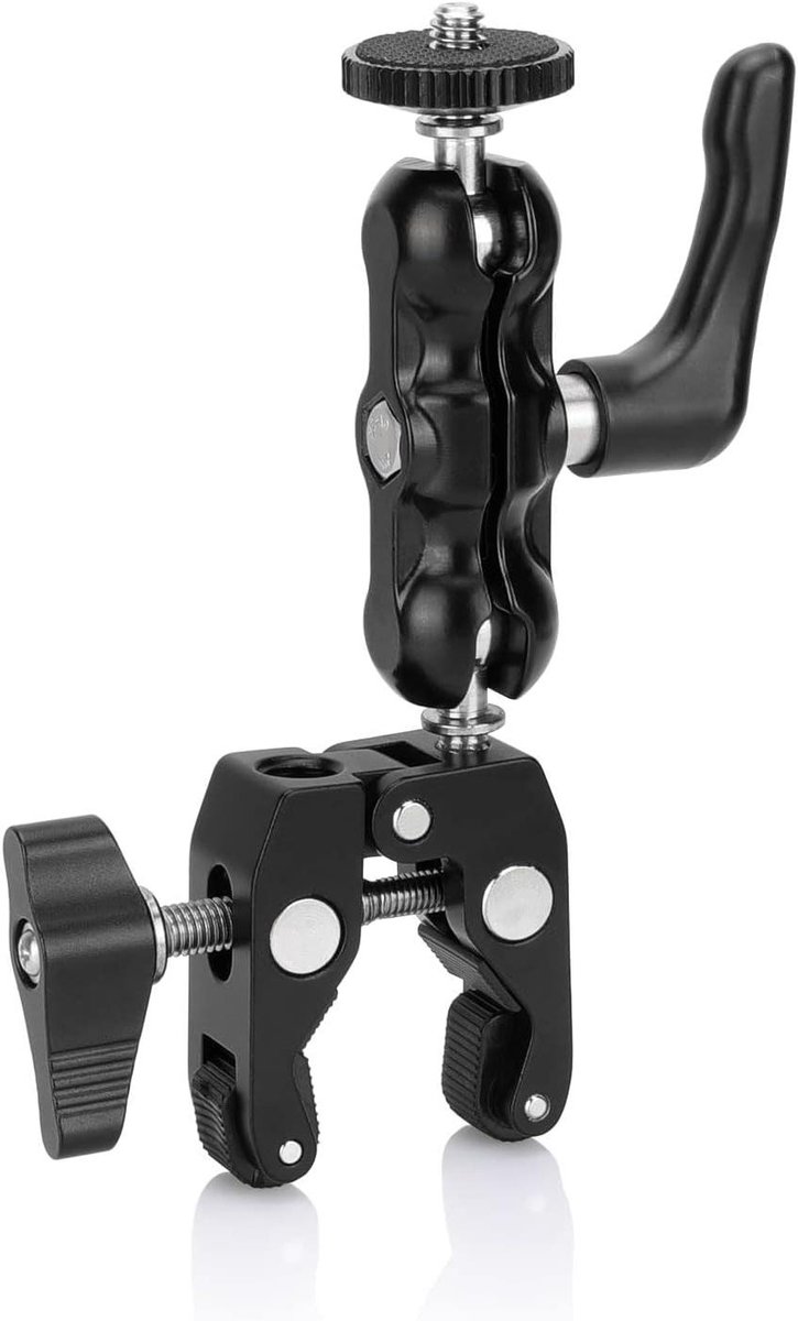 Ballhead Klem - Camera Houder - Flexibel Monteren - 360 Graden Draaibaar - 41mm Opening - Zwart