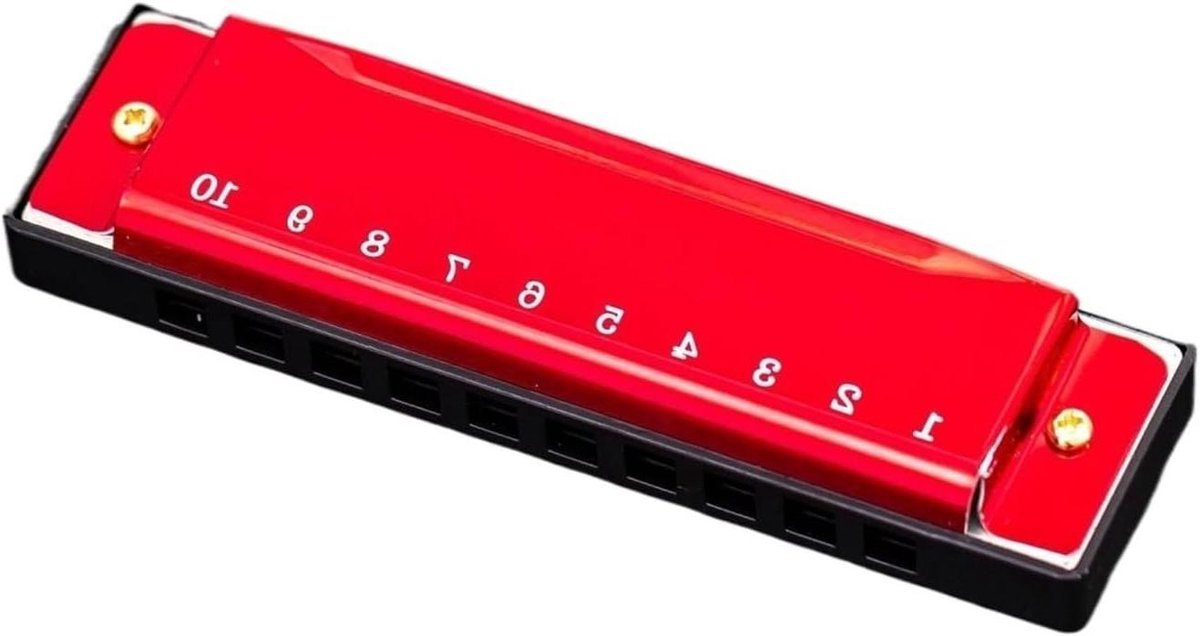 Mondharmonica - 10 Gats - Muziek Maken - Fosforbronzen Riet - 10.2 cm - Rood