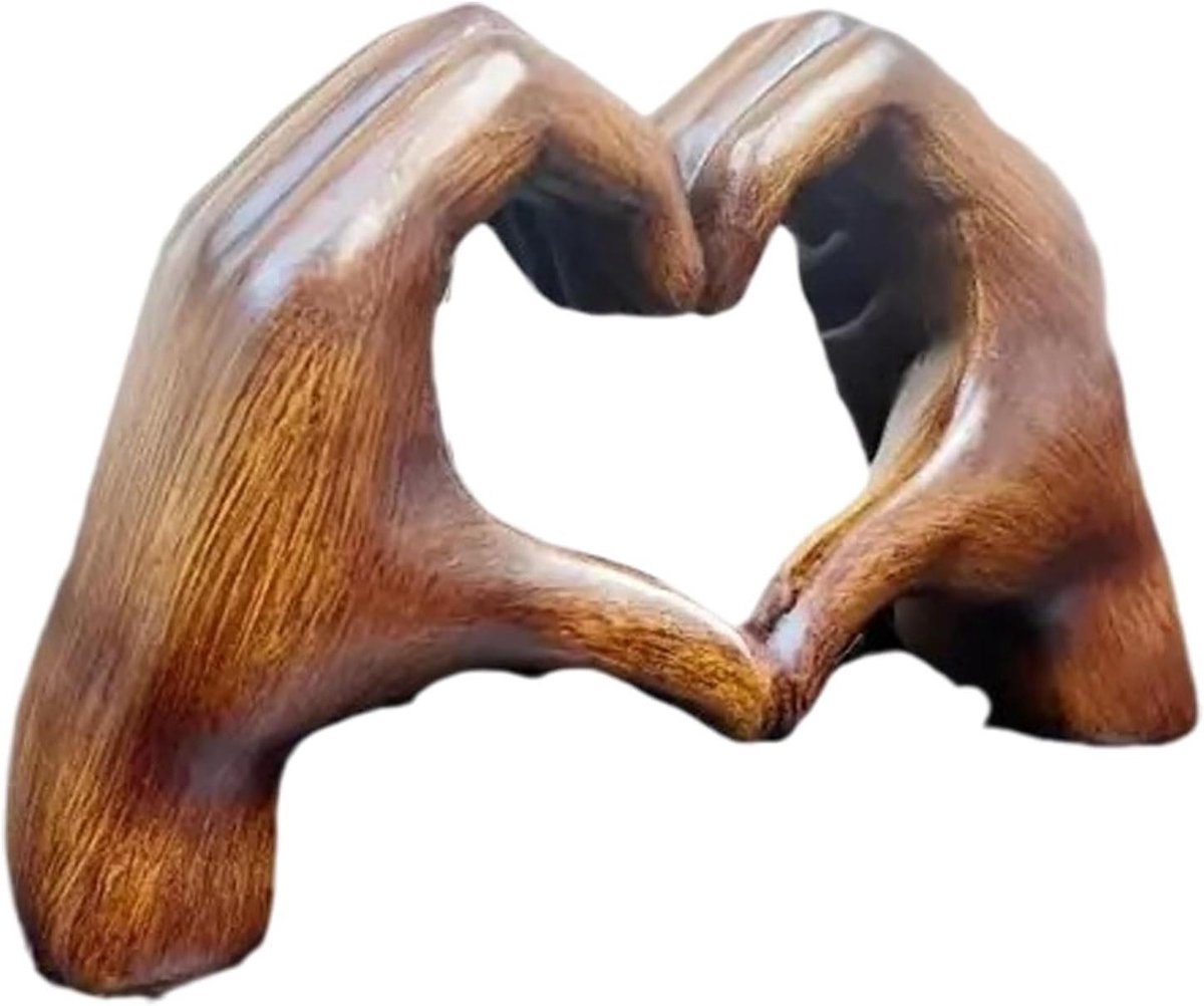Supvox Bruin Gebaar Hart Handen Beeldje Hartvorm Vinger Gebaar Sculptuur Decoratie Modern Liefde Hand Gebaar Figuur Voor Bruiloft Thuis Desktop Decoratie